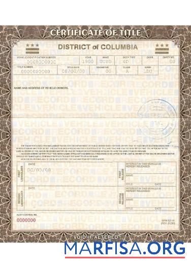 Downloadable Columbia vehicle registration certificate download for verification